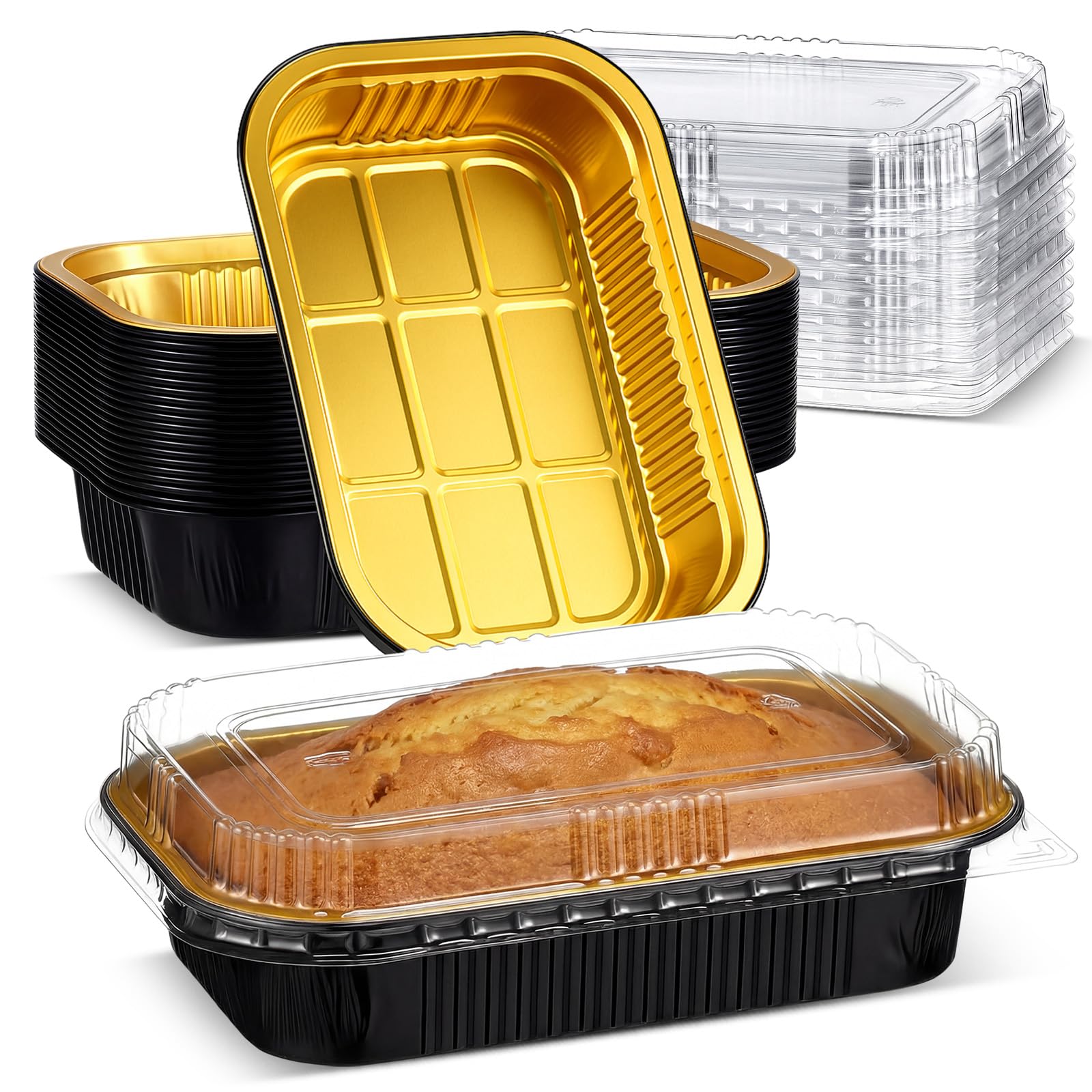 Acellegic 20 pack heavy duty aluminum pans with lids 8.66 x 5.91 x 1.77 inches
