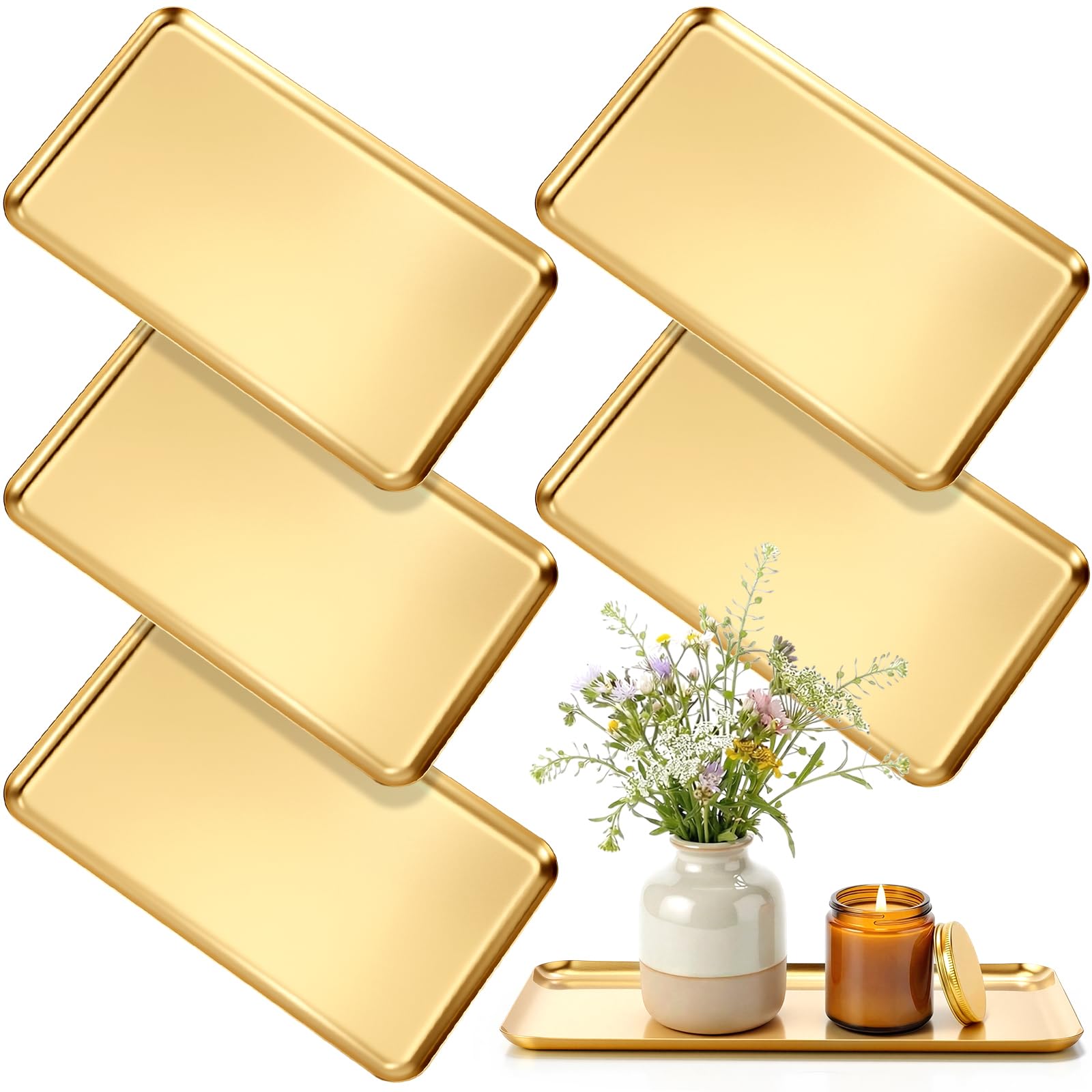 Acellegic gold stainless steel serving platters set of six