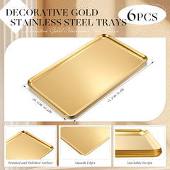 Gold rectangular serving platters by Acellegic for dining