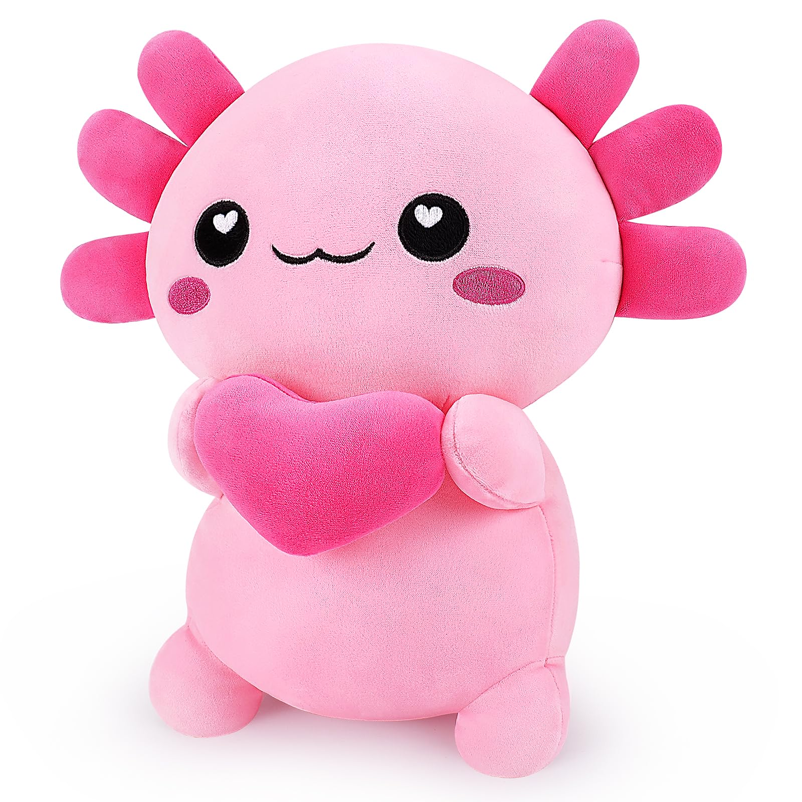 Achwishap Axolotl Plush 14 inch pink stuffed animal front view