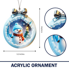 Acrylic Christmas Ornaments snowman with vibrant colors and detailed design