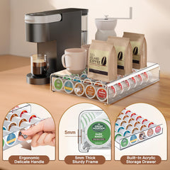 Acrylic under-brewer stand supporting a coffee maker