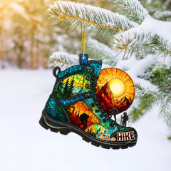 Acrylic ornament with faux stained glass suncatcher effect