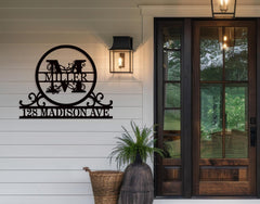 Outdoor-ready address plaque displaying family name and address