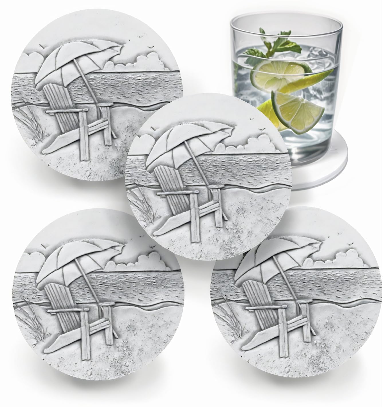 Adirondack chair absorbent drink coasters set of 4 made in USA