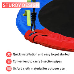Tree protection straps included with saucer swing kit