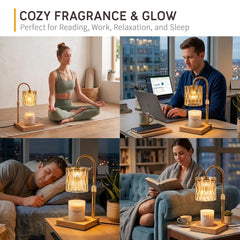 Adjustable height candle warmer lamp with dimmable control