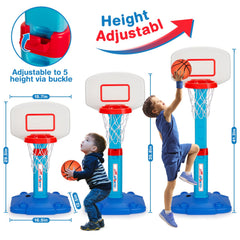 Adjustable toddler hoop set for indoor and outdoor use