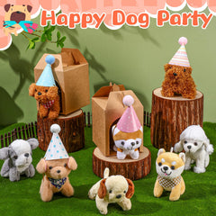 Paper house style display holding a puppy
