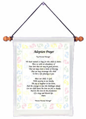 Adoption Prayer - Personalized Wall Hanging canvas scroll 9.25 x 11.5 inches with hanging rod