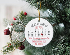 Adoptive parents gift ornament in white porcelain