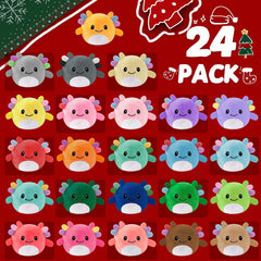 Axolotl plush toys 24 day calendar various colors close up