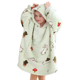 Aemilas wearable blanket hoodie kids light green print