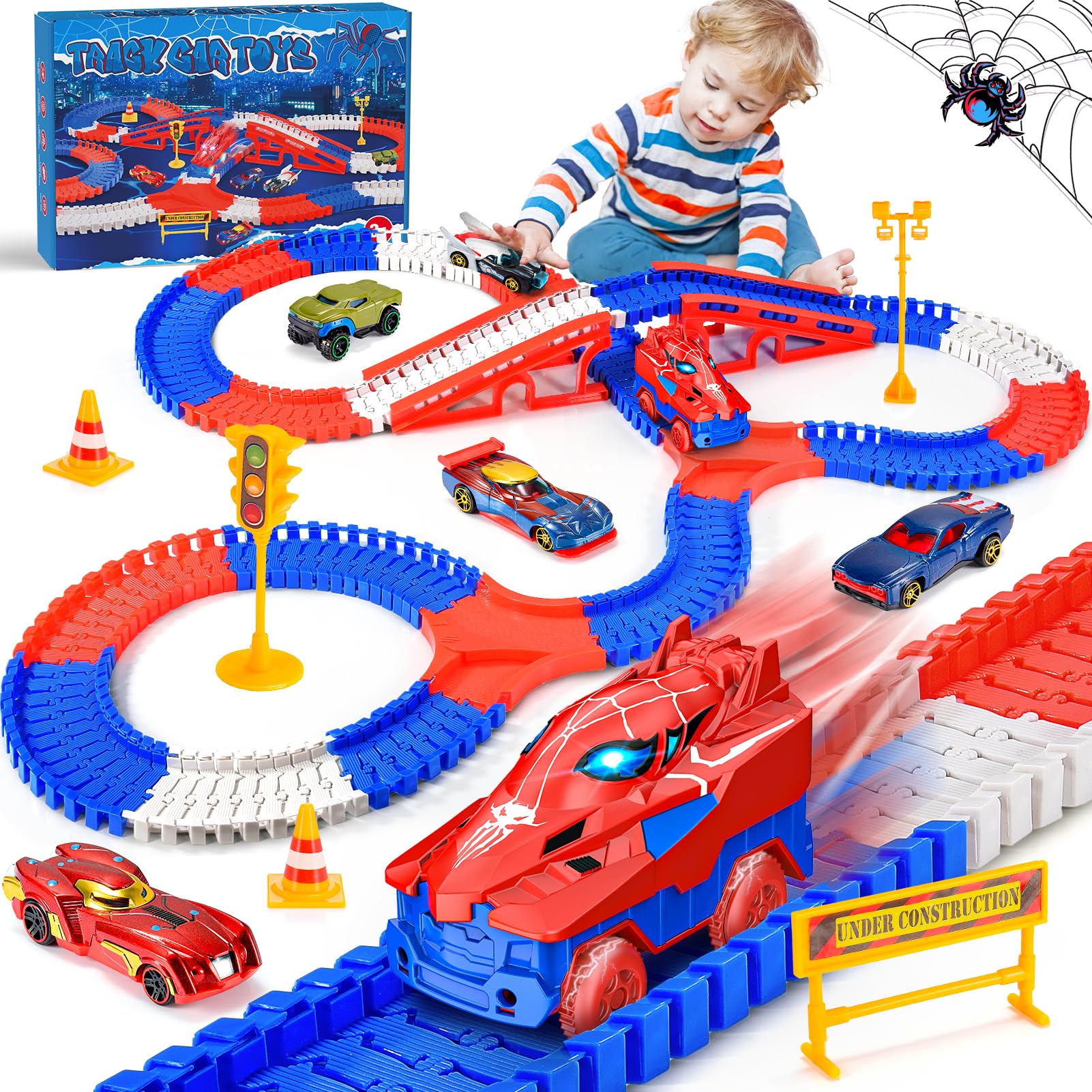 Aetyni spider toys for boys 3-4 spider race track kit