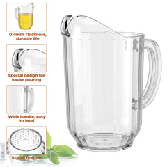 Dishwasher-safe plastic beverage pitcher with pour spout