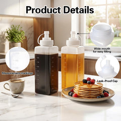 Squeeze bottle with clear measurement markings for sauces