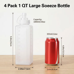 Translucent white plastic sauce dispenser bottle tall 9.8 inches height