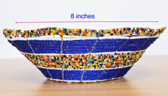 African artisan beaded wire bowl 8 inch diameter