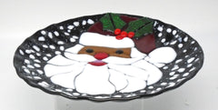 Textured snow Santa design on cookie plate close up