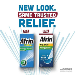 Afrin No Drip Allergy Nasal Spray 12hour relief bottle
