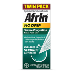 Afrin No Drip Severe Congestion Nasal Spray twin pack bottle 0.5 fl oz