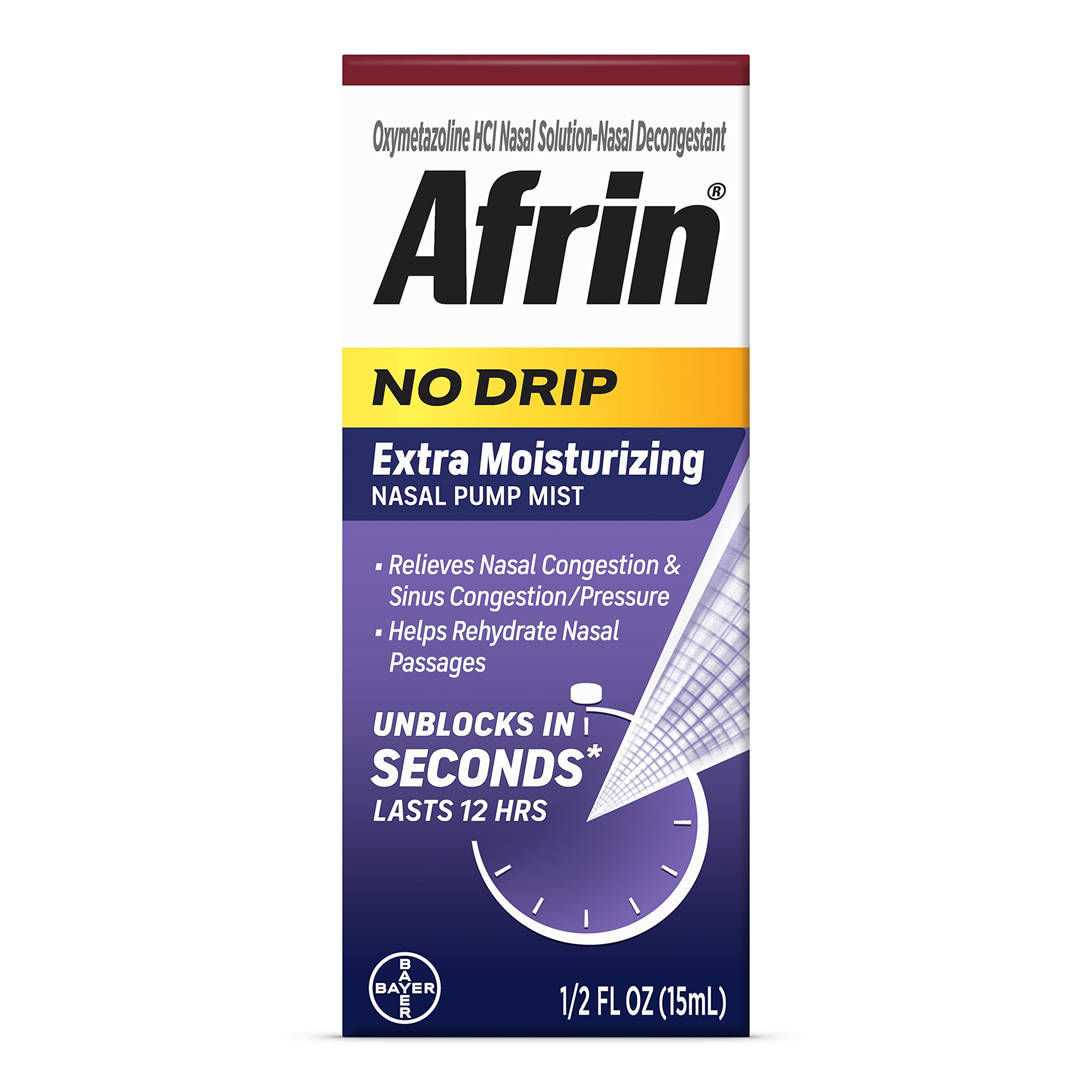 Afrin No Drip Extra Moisturizing 12 Hour Nasal Pump Mist bottle