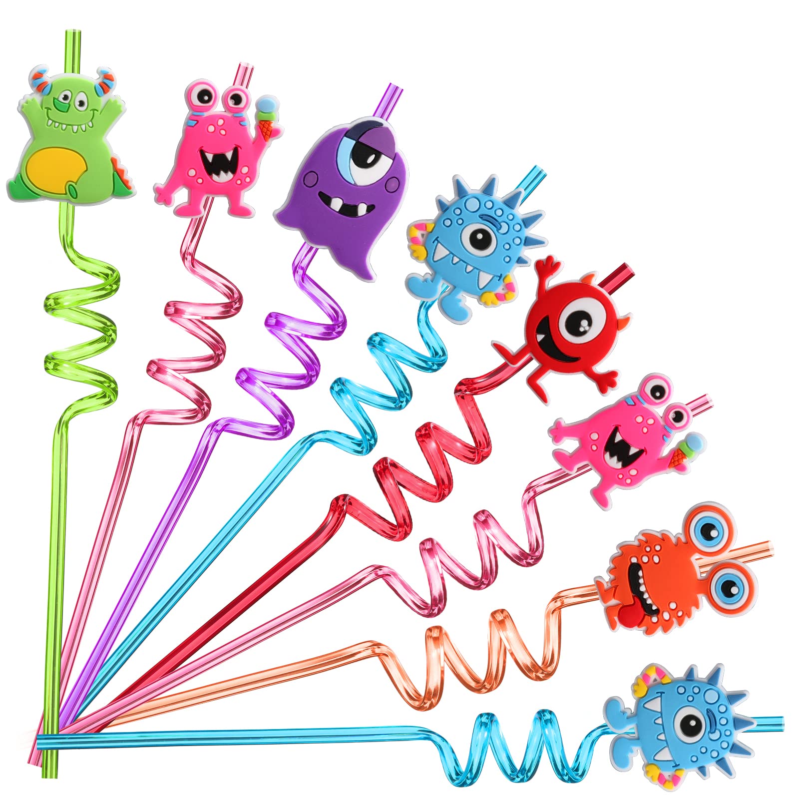 AFZMON 24 piece monster drinking straws set with patterns