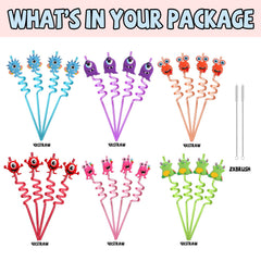 Reusable plastic monster straw for kids party use