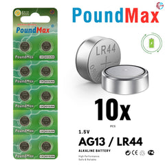 AG13 LR44 1.5V alkaline battery from PoundMax close up