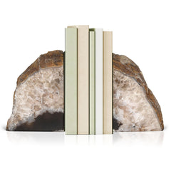 Agate bookends with natural banding close up