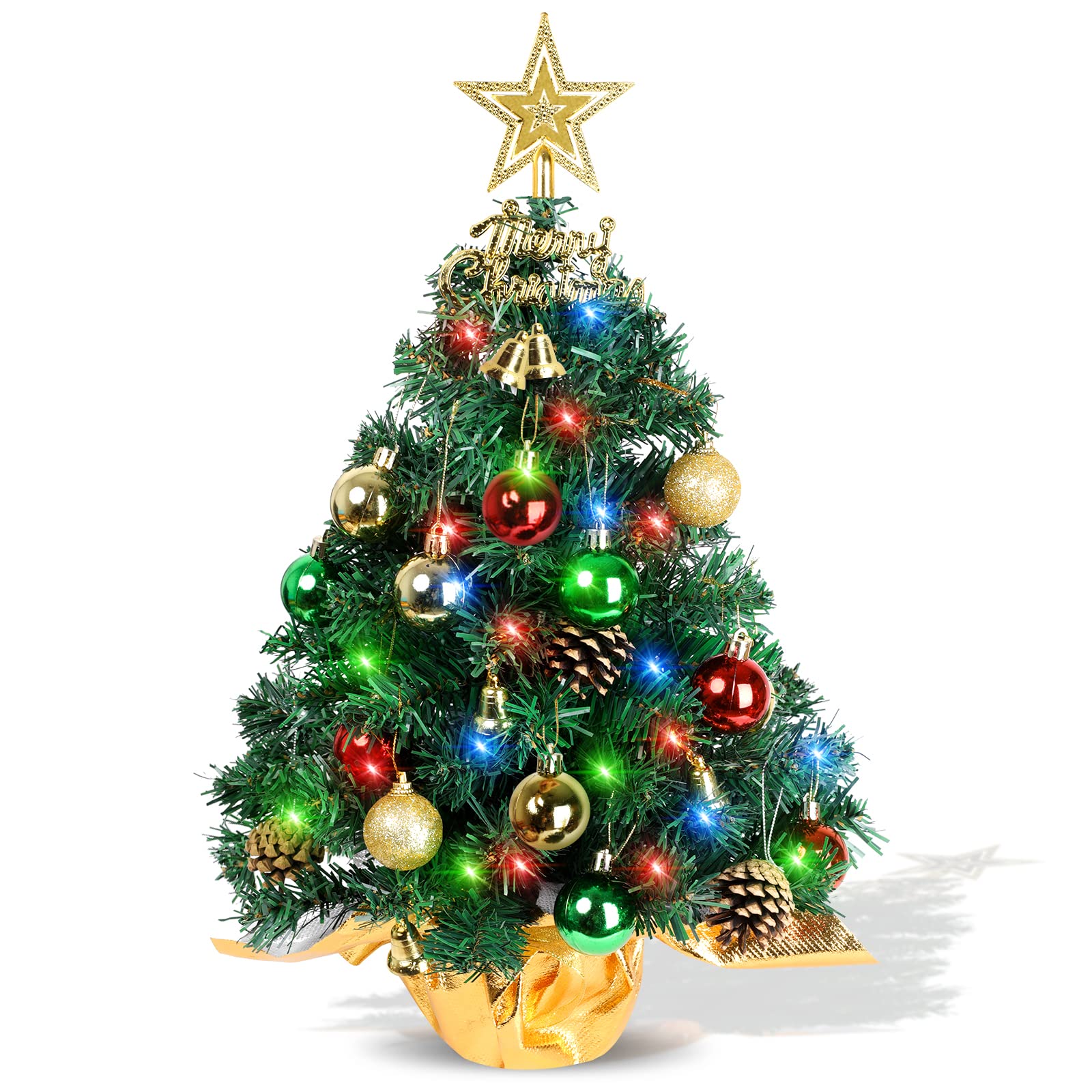 AGIRL small Christmas tree with lights 22 inch tabletop display