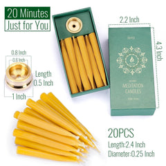 AGLARY 20-minute beeswax candles with brass holder close up