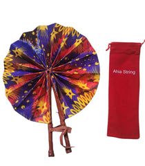 Ahiastring African Fabric Folding Fan multicolor Ankara pattern open
