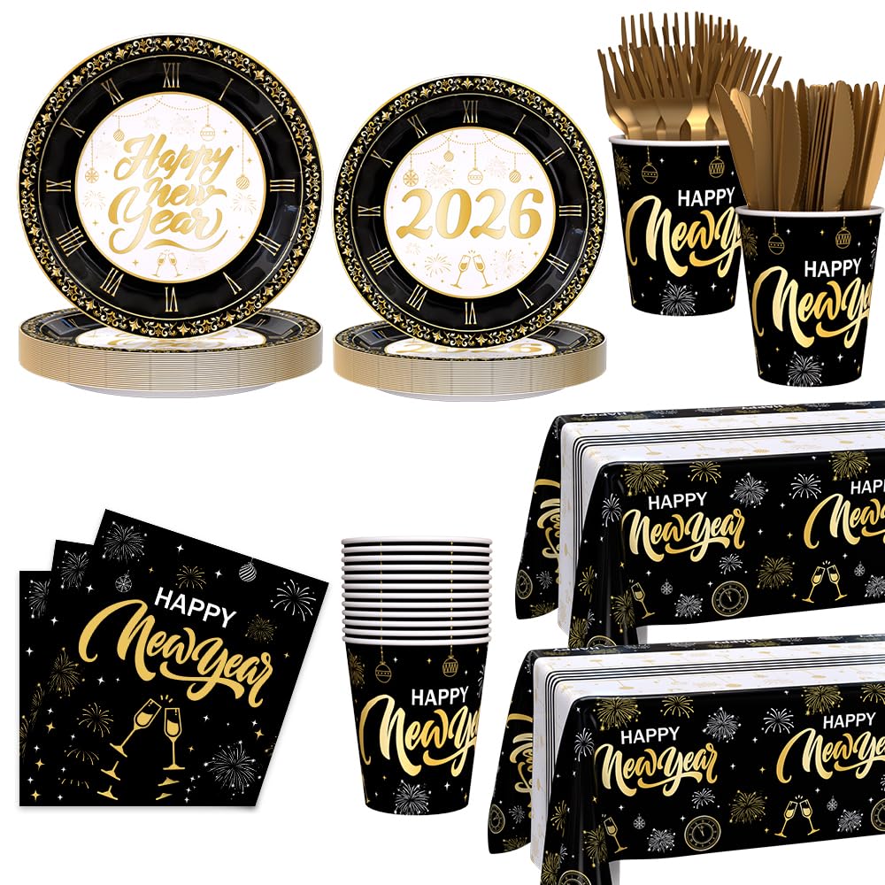 AIBIIN 146Pcs Happy New Year party supplies main image