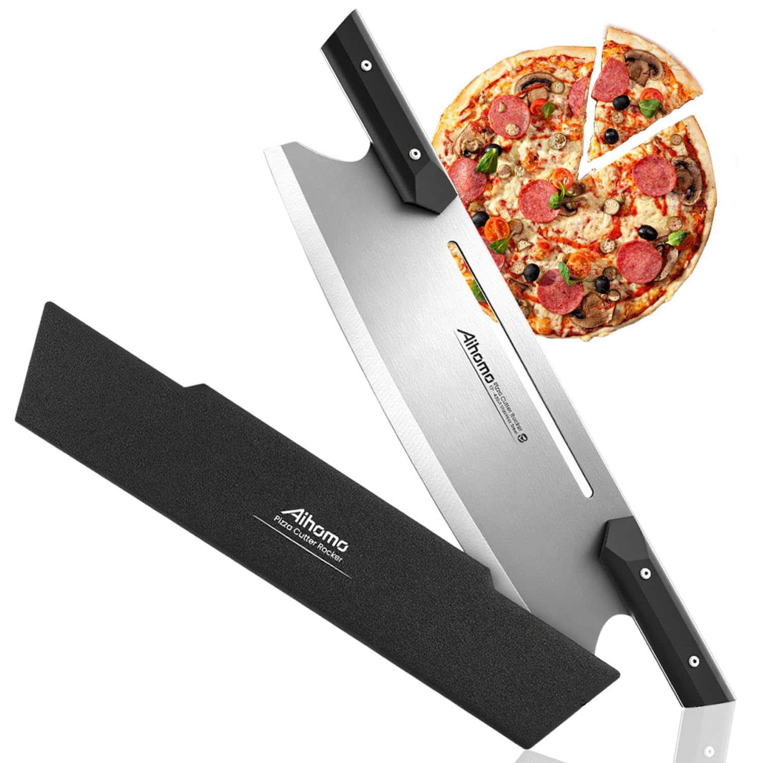 Aihomo 13 Inch pizza cutter rocker blade close up