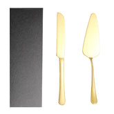 Aiokuo wedding cake cutting set gold knife and server