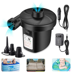 Air Pump for Air Mattress product photo with AC and car plugs