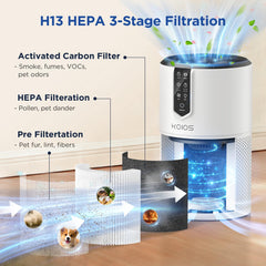 Air purifier operating in a large room up to 1300 ft²