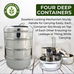Airtight stainless steel tiffin lunch box suitable for meals on the go