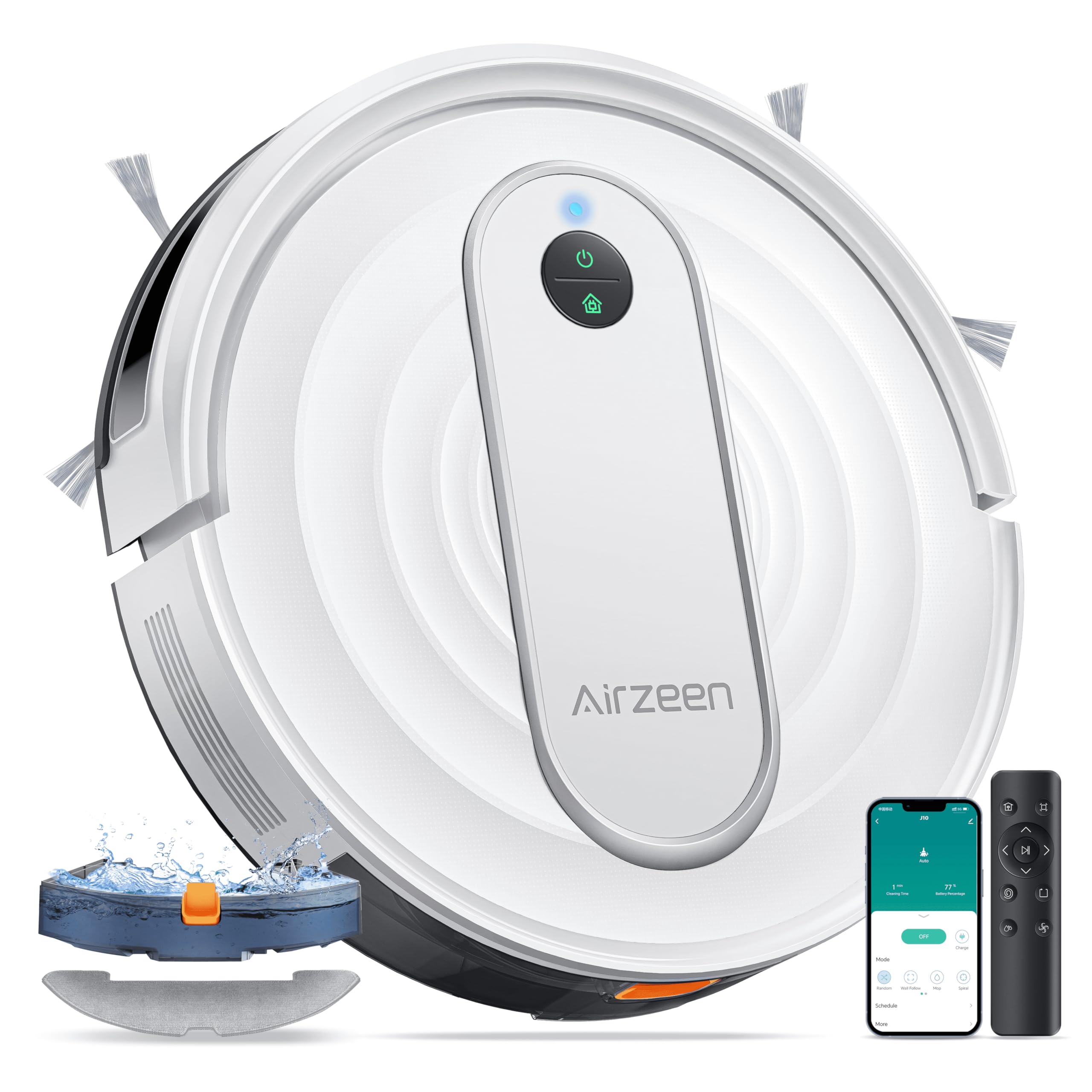 Airzeen robot vacuum mop black finish