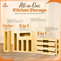Foil plastic wrap and wax paper slots on drawer organizer