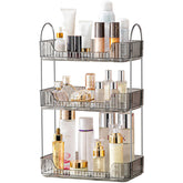 akinbas 3 tier bathroom organizer grey finish on countertop