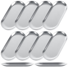 AKOLAFE 10PCS stainless steel serving tray set in silver for entertaining