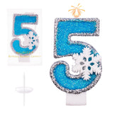 AKURIEEY 5th Blue Snowflake Birthday Candles on cake
