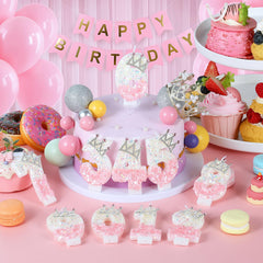 Number 3 birthday candle for princess party decor