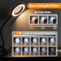Desk lamp with clamp and magnifier base by Akynite