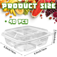 Alaeseje 40 Pcs Bento Snack Containers size 6.3 x 6.3 x 2.36 inches