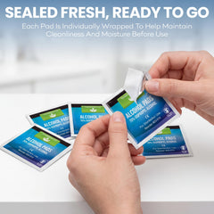 100 pads per box alcohol prep pads close up