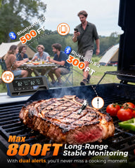 Alfolive 2025 AI Wireless Meat Thermometer base with LCD
