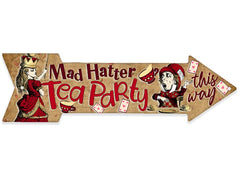 Alice in Wonderland Decor Mad Hatter directional arrow sign 17x5 metal